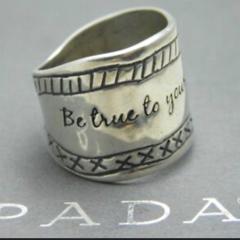 Vintage Silpada Ring .925 Sterling Silver BE TRUE TO YOUR DREAMS Cigar Band Sz 5